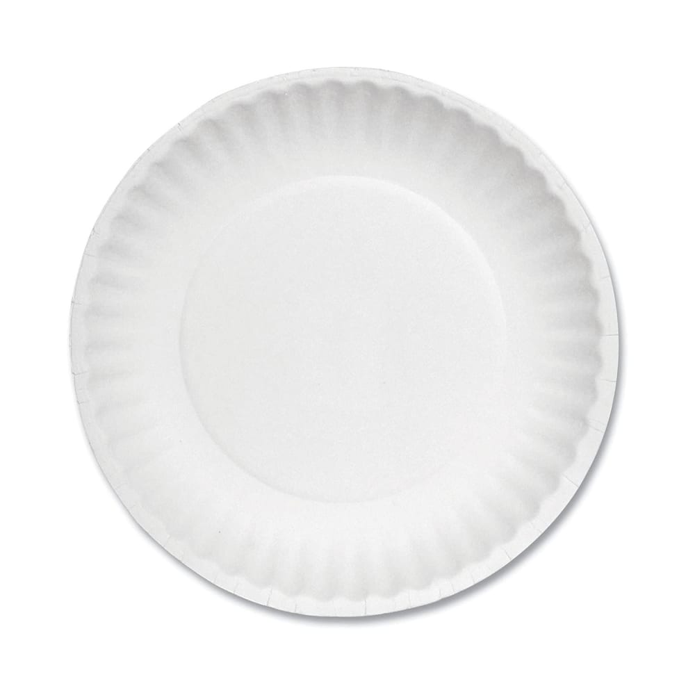AJM Packaging 6" Round Disposable Plate - Paper, White (PP6AJKWH)