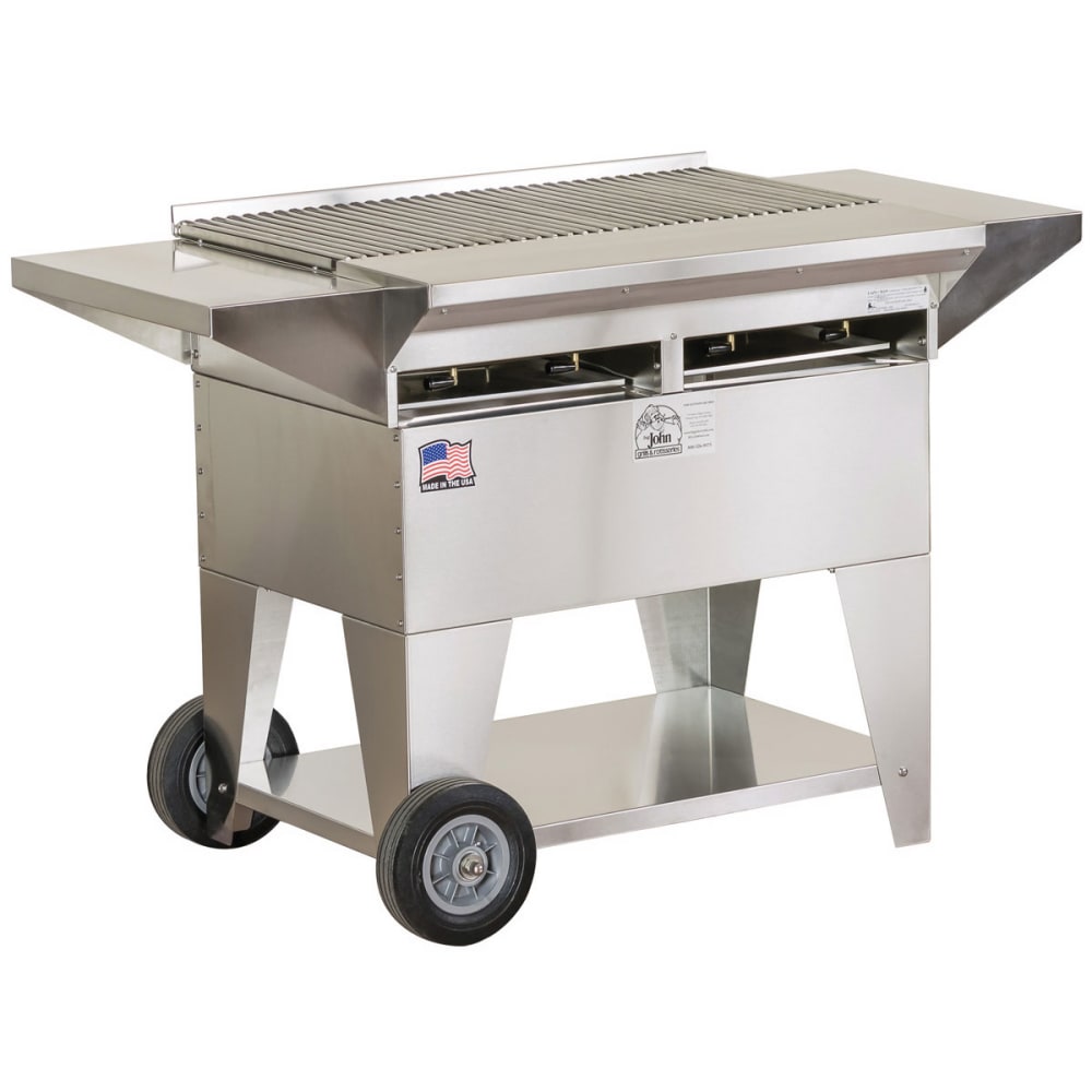 Big John Grills 32 1/2" Mobile Gas Commercial Outdoor Grill w/ Multiple Heat Zones, Liquid Propane (A2CC-SSE)