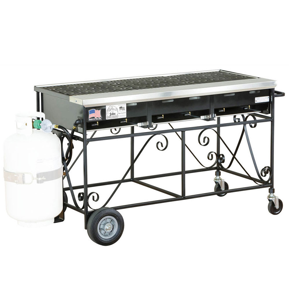 Big John Grills 49" Mobile Gas Commercial Outdoor Grill w/ Multiple Heat Zones, Liquid Propane (A3CC-LPCI)