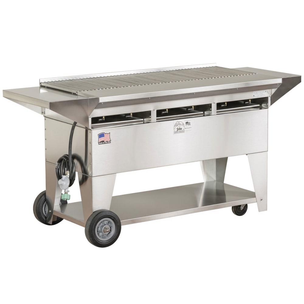 Big John Grills 49" Mobile Gas Commercial Outdoor Grill w/ Multiple Heat Zones, Liquid Propane (A3CC-SSE)