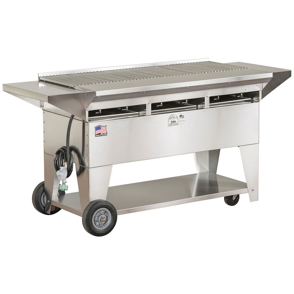 Big John Grills 65" Mobile Gas Commercial Outdoor Grill w/ Multiple Heat Zones, Liquid Propane (A4CC-SSE)
