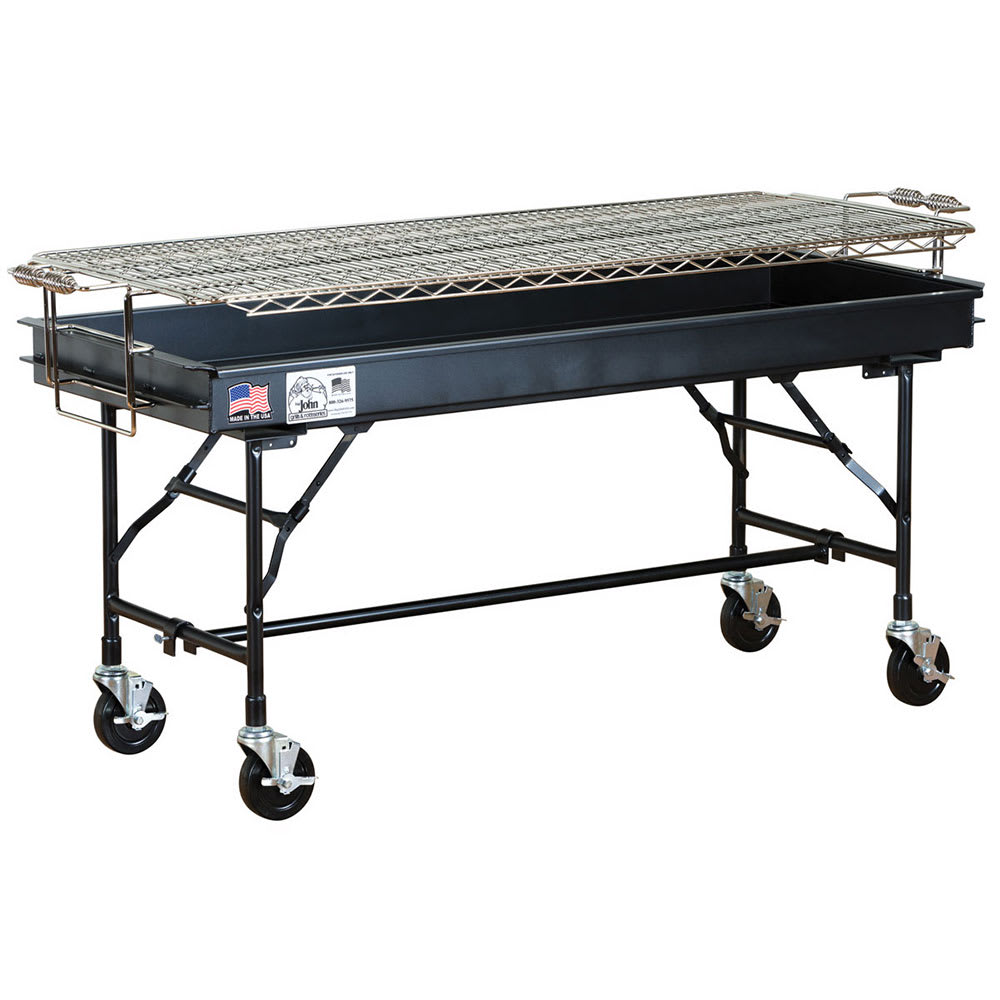 Big John Grills 60" Mobile Charcoal Commercial Outdoor Grill w/ Painted Finish (M-15FB)