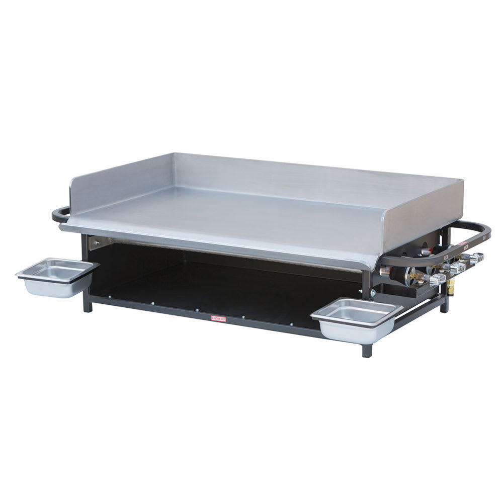 Big John Grills 36" Countertop Gas Commercial Outdoor Griddle w/ Multiple Heat Zones, Liquid Propane (PG-36)