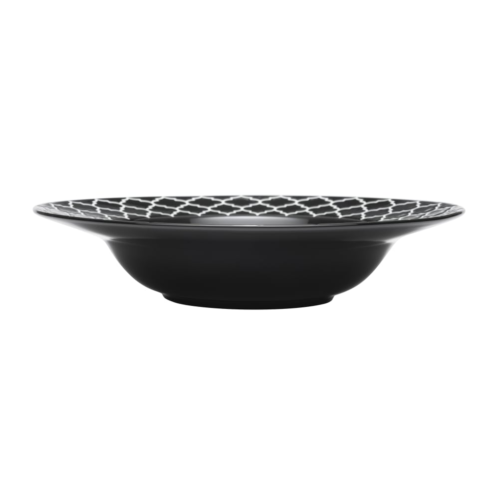 Libbey 109976 26 2/5 oz Round Porcelain Soup Bowl - Black w/ White Embossed Pattern