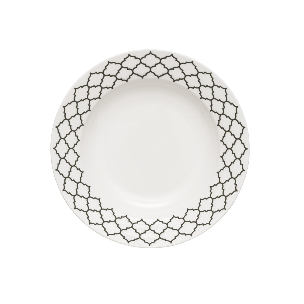 Libbey 109994 10 oz Round Porcelain Soup Bowl - Black w/ White Embossed Pattern