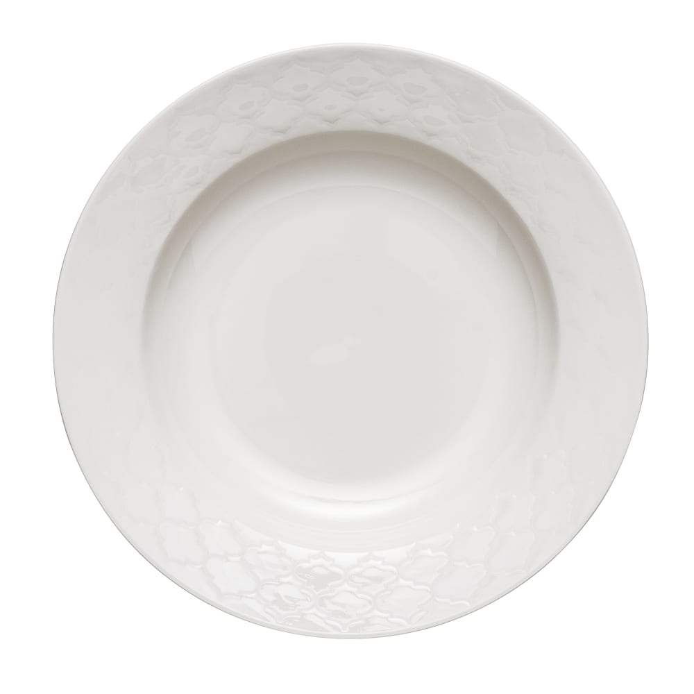 Libbey 110011 10 oz Round Porcelain Soup Bowl - White w/ White Embossed Pattern