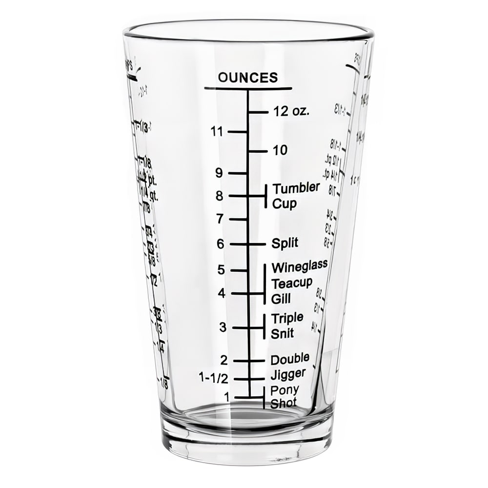 Libbey 1639/1918M 16 oz DuraTuff Mixing Glass  - Capacity Markings on Sides