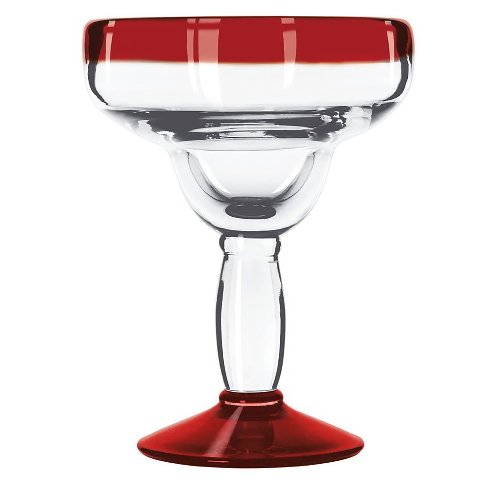 Libbey 92308R 12 oz Aruba Margarita Glass w/ Red Rim & Foot