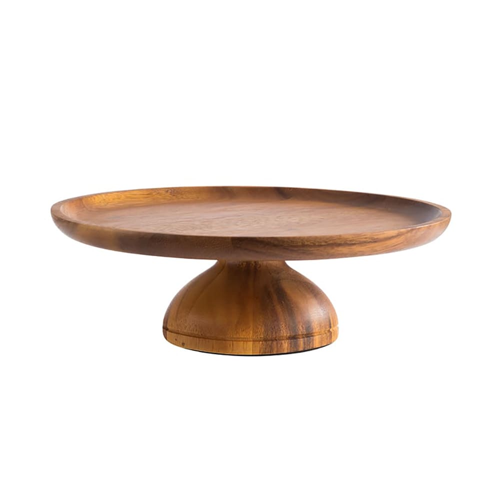 Libbey APS33292 9 1/2" Round Cake Stand - 3 1/8"H, Acacia Wood