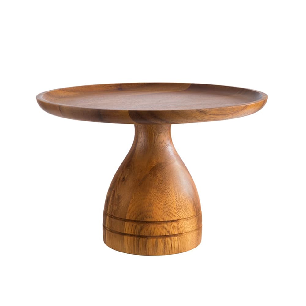 Libbey APS33293 9 1/2" Round Cake Stand - 6 3/8"H, Acacia Wood