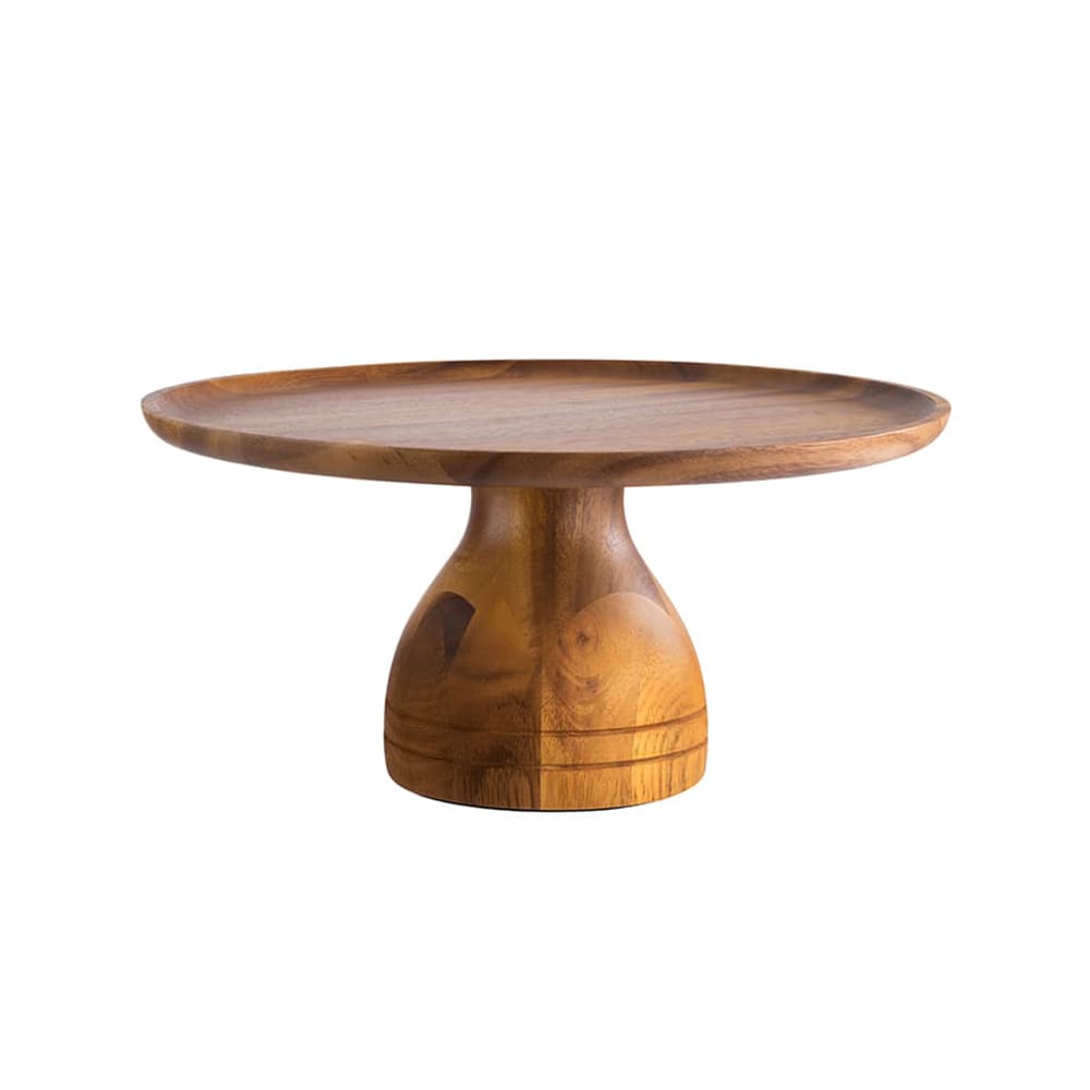 Libbey APS33295 13" Round Cake Stand - 6 3/8"H, Acacia Wood