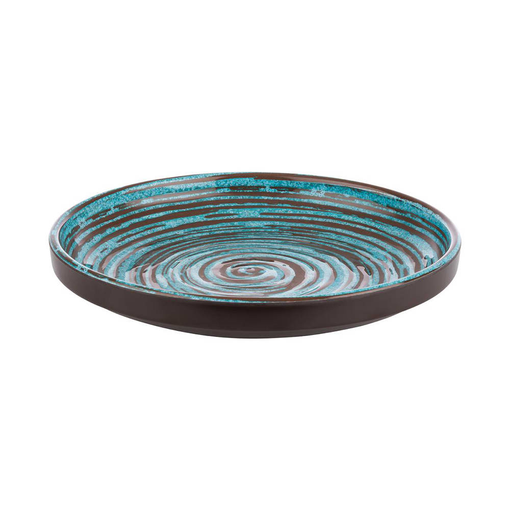 Libbey APS85203 9" Round Melamine Dinner Plate, Brown/Blue