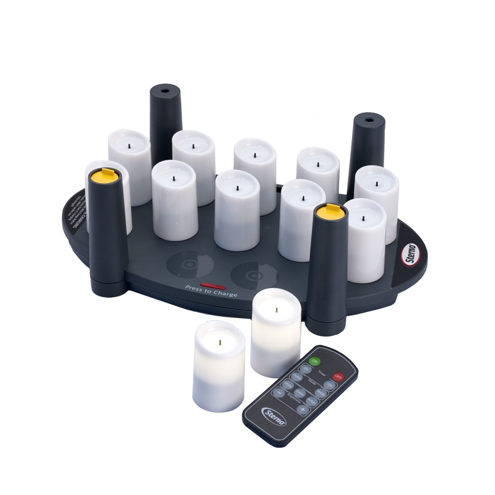 Sterno All-in-One Flameless Votive Candle Set w/Charging Tray (60332)