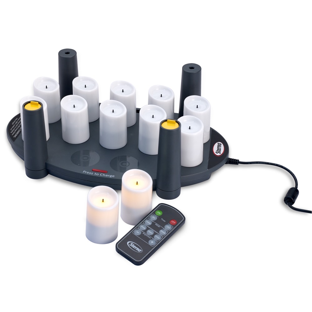 Sterno All-in-One Flameless Votive Candle Set w/Charging Tray (60334)