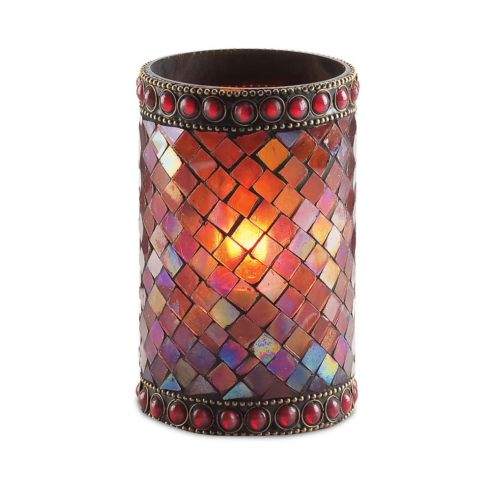 Sterno Morocco Candle Lamp - 2 5/8"D x 3 1/2"H, Glass, Mosaic Amber (80100)