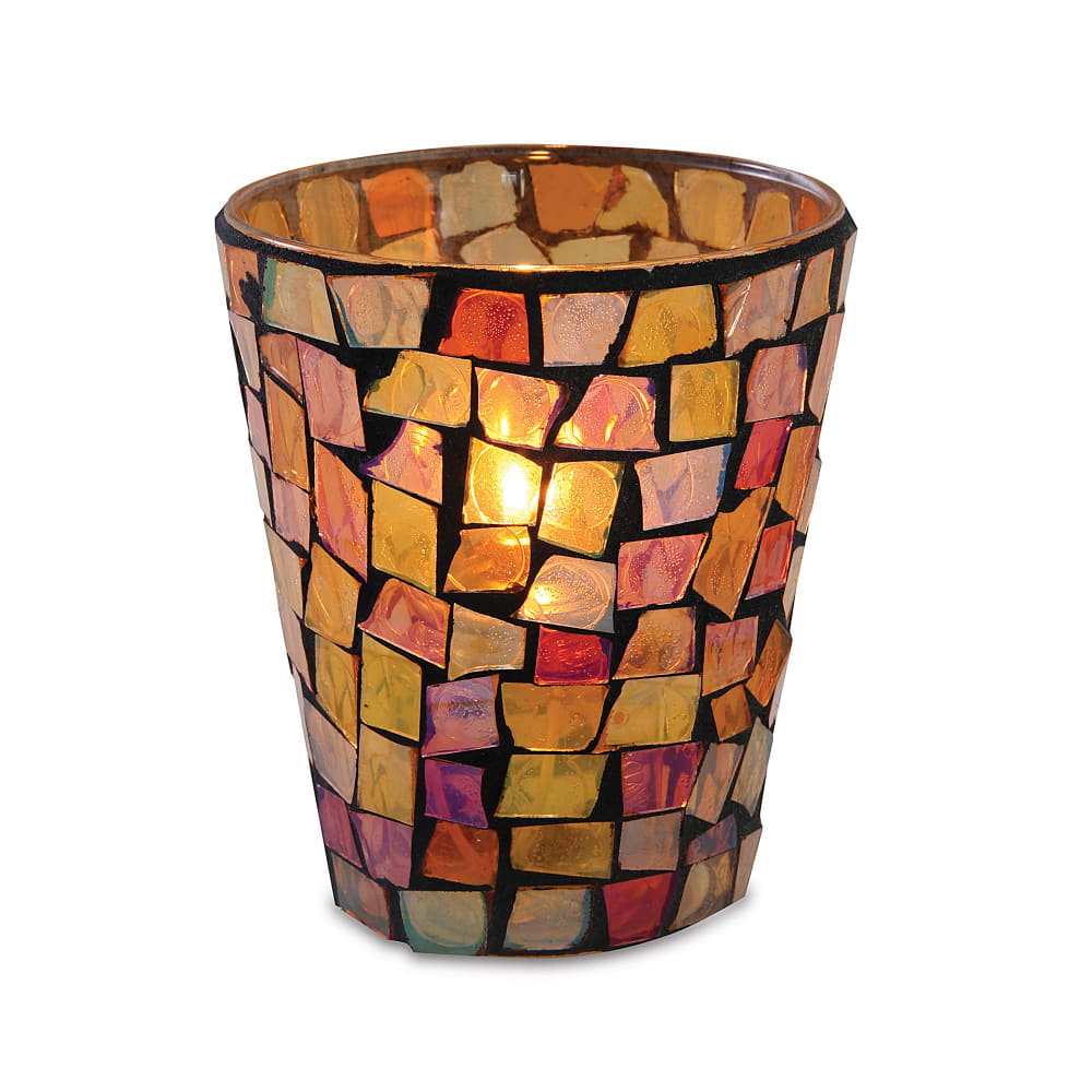 Sterno Morocco Candle Lamp - 3 3/8"D x 3 1/4"H, Glass, Fall Mosaic (80124)