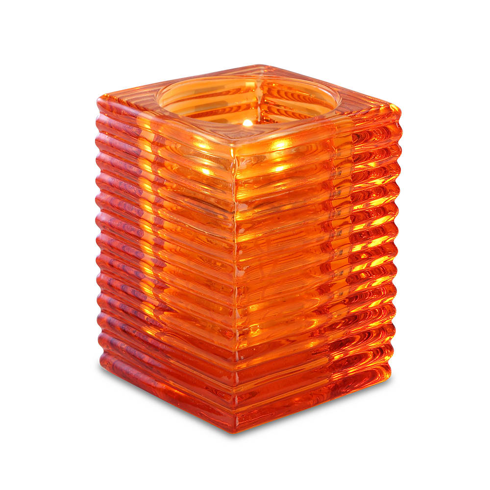 Sterno Kelly Candle Lamp - 2 7/8"L x 2 7/8"W x 4"H, Glass, Orange (80146)