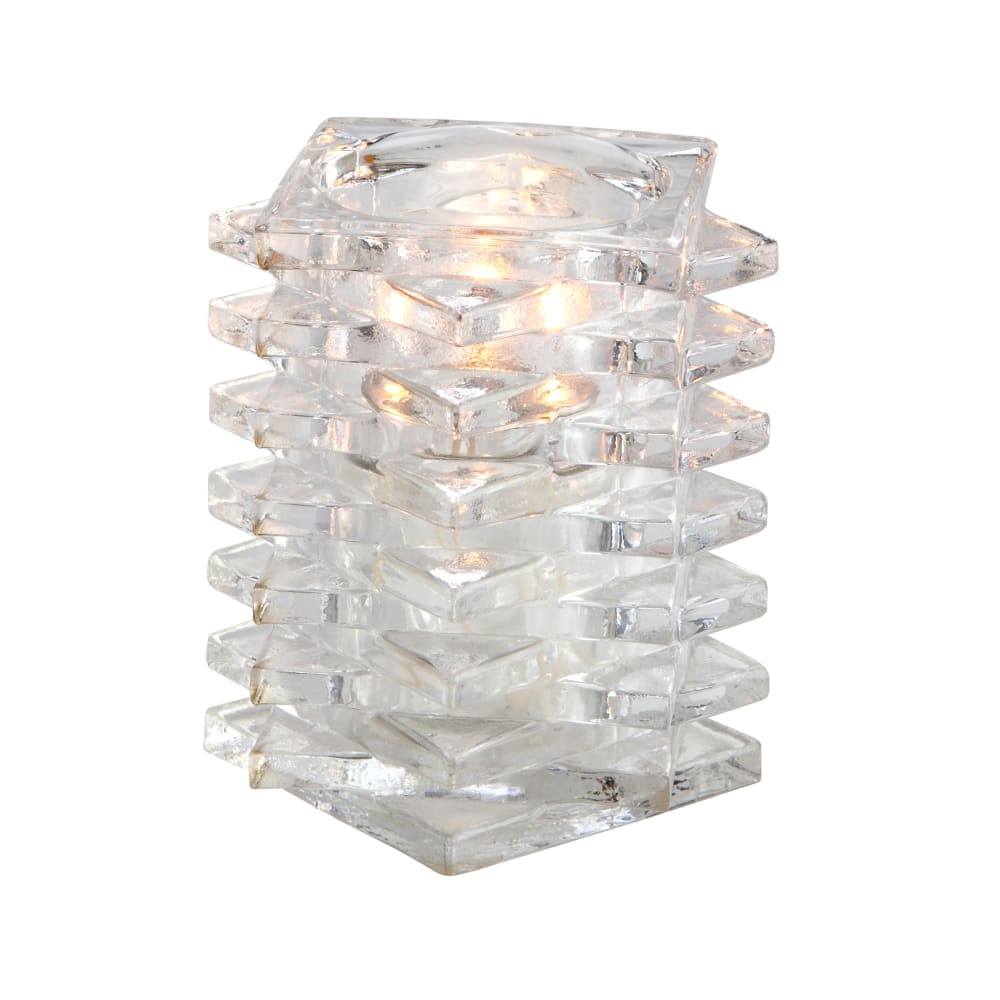 Sterno Marquee Candle Lamp - 3 7/8"L x 3 7/8"W x 4 3/8"H, Glass, Clear (80162)