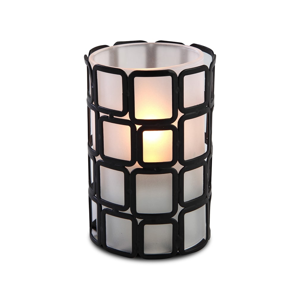 Sterno Manhattan Candle Lamp - 2 3/4"D x 4"H, Glass, Frost/Black (80426)
