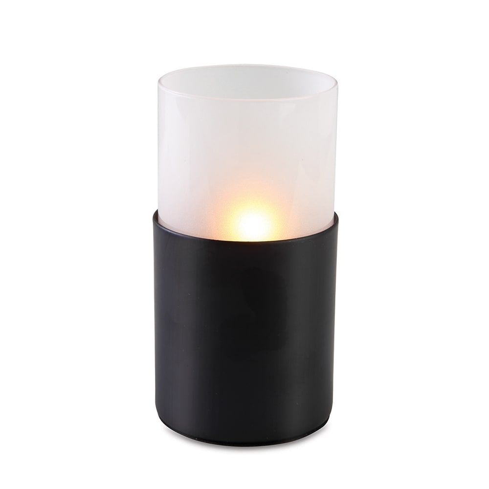 Sterno Monacco Candle Lamp - 2 3/4"D x 5"H, Frosted Glass/Black Metal Base (80434)