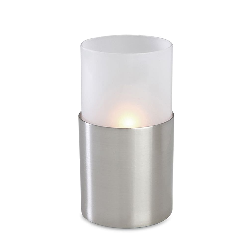 Sterno Monacco Candle Lamp - 2 3/4"D x 3 1/32"H, Frosted Glass/Nickel Metal Base (80436)
