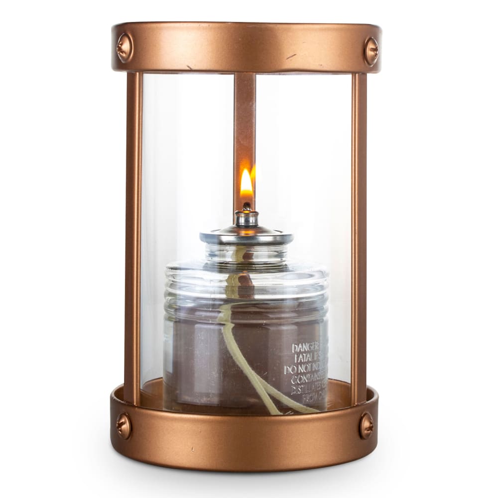 Sterno Penny Candle Lamp - 3 3/8"D x 5 1/2"H, Clear Glass/Copper Metal Frame (80566)