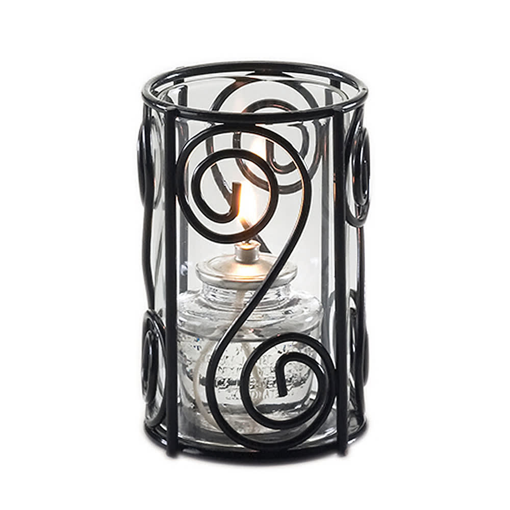 Sterno Swirl Candle Lamp Base, Gloss Black (85264)