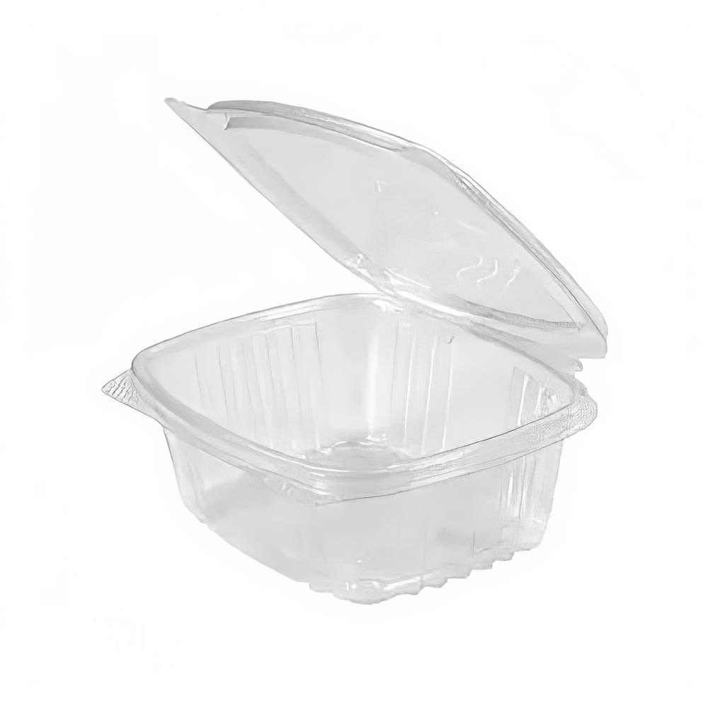 Genpak AD12 Hinged Lid Food Container - 5 1/2"L x 4 7/8"W x 1 15/16"H, PET, Clear