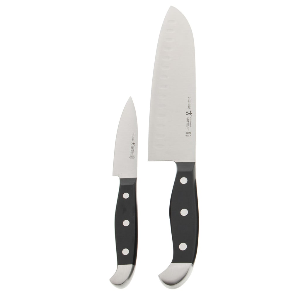 Henckels Paring & Santoku Knife Set - Stainless Steel, Black Plastic Handle (1013670)