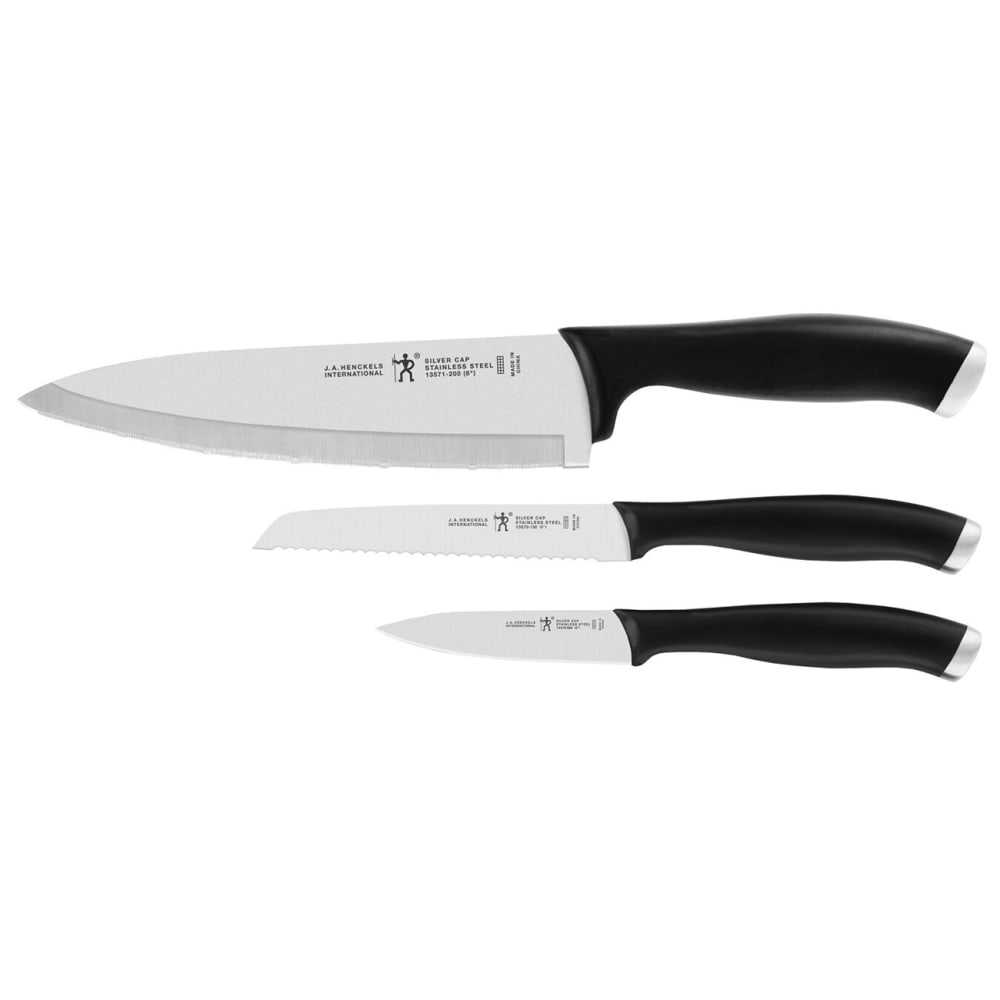 Henckels 3 Piece Starter Knife Set - Stainless Steel, Black Plastic Handle (1013699)