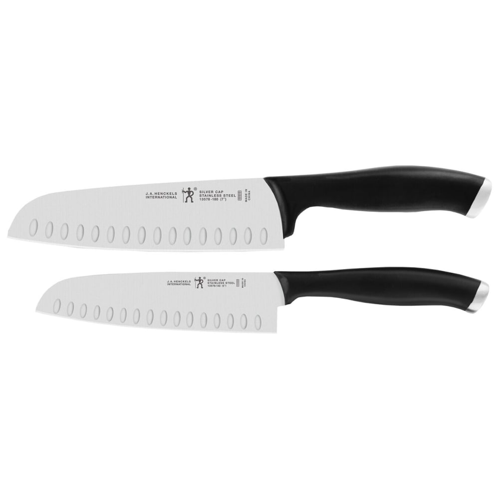 Henckels 2 Piece Santoku Knife Set w/ Stainless Steel Blade & Black Plastic Handle (1013700)