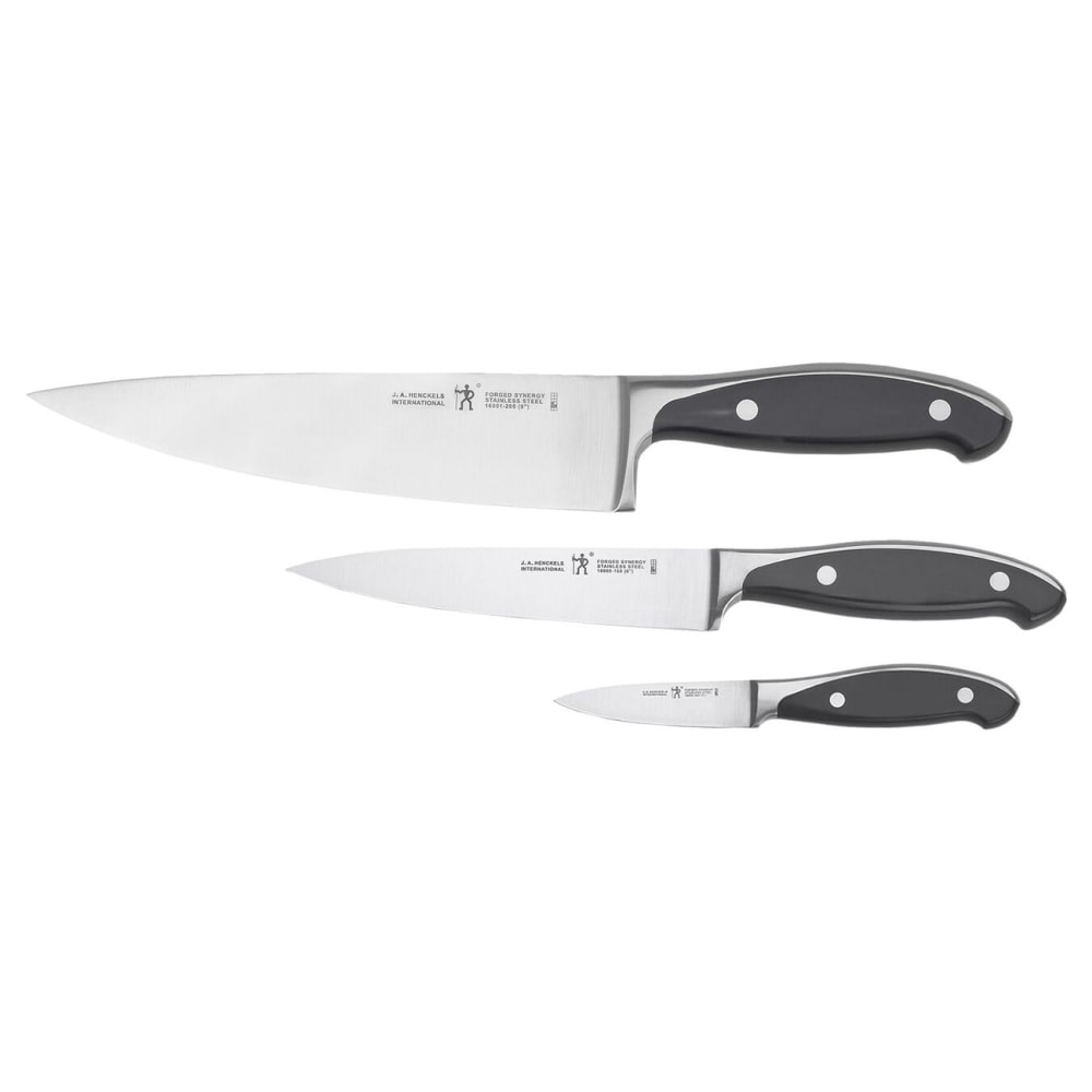 Henckels 3 Piece Starter Knife Set - Stainless Steel, Black Plastic Handle (1013839)