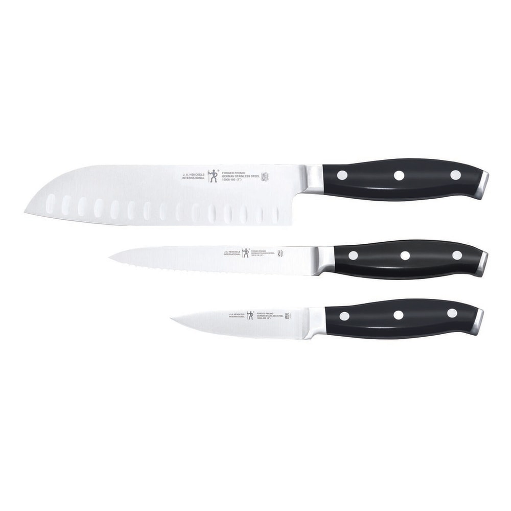 Henckels 3 Piece Starter Knife Set - Stainless Steel, Black Plastic Handle (1014011)