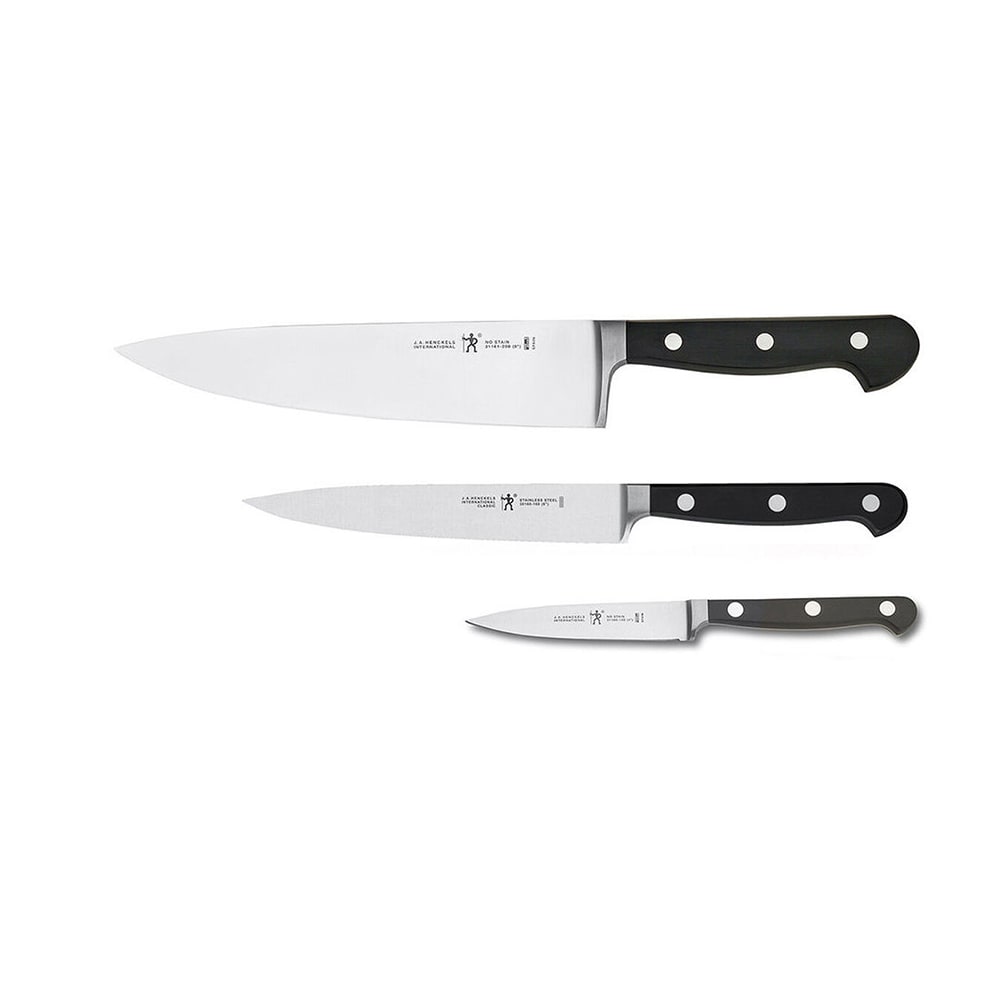 Henckels 3 Piece Starter Knife Set - Stainless Steel, Black Plastic Handle (1012090)