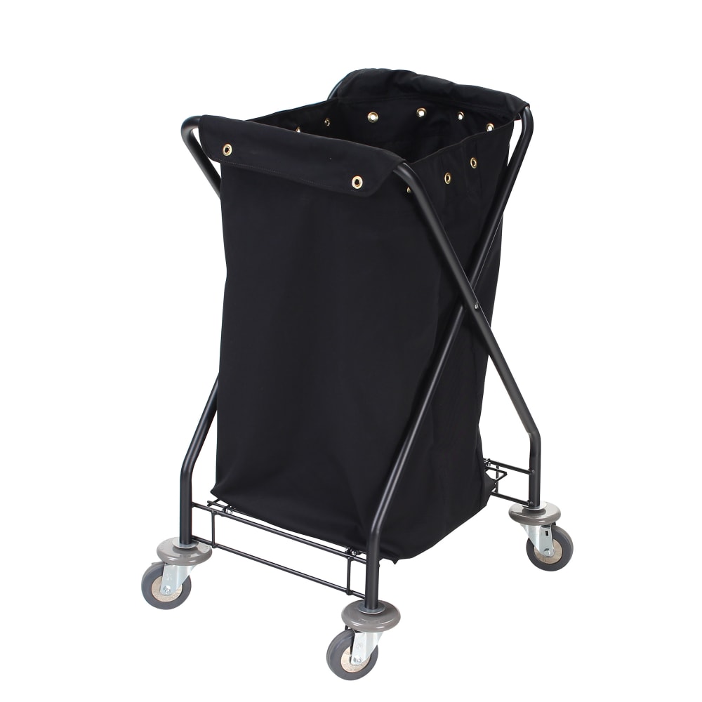 Forbes Industries Folding Laundry Cart w/ (4) Bushel Capacity - Black Canvas Bag, Steel Frame (1128)
