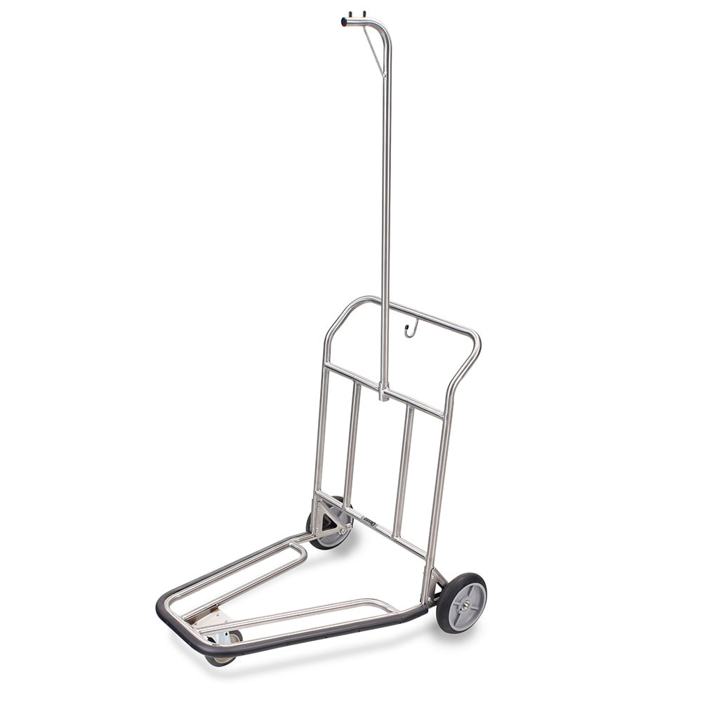 Forbes Industries Luggage Cart Truck w/ Brushed Steel Frame & Garment Hanger Bar - 28"W x 37"D x 71 1/4"H (1573-SS-HB)