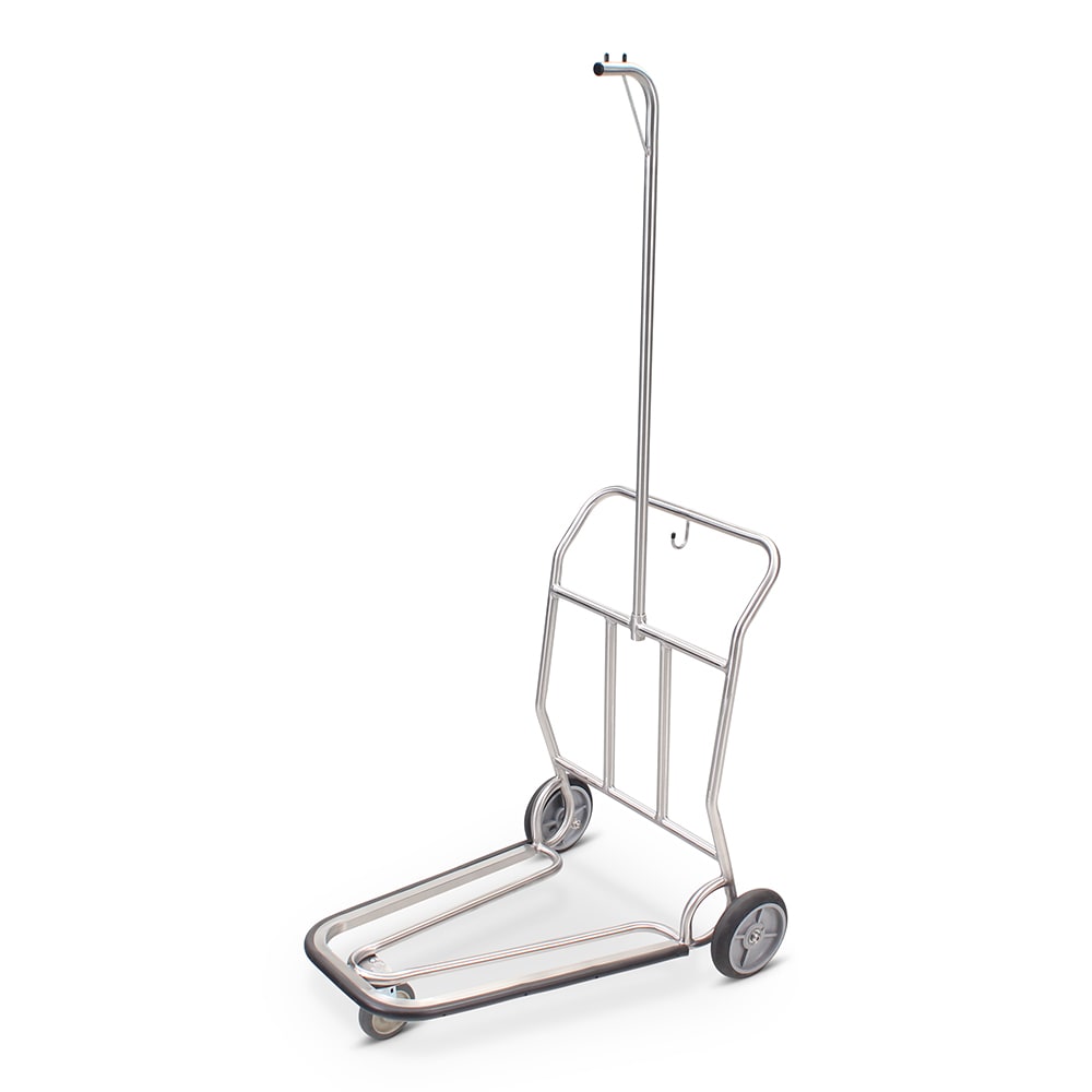 Forbes Industries Self Serve Luggage Cart w/ Garment Hanger - 37"L x 28"W x 71-1/4"H, Brushed Steel (1574-SS-HB)