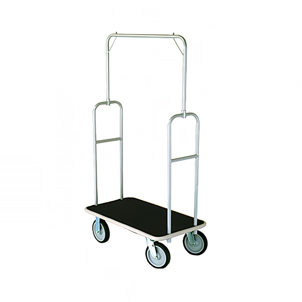 Forbes Industries Upright Hotel Luggage Cart w/ Black Carpet & Silver Frame (2431-BK-GY)