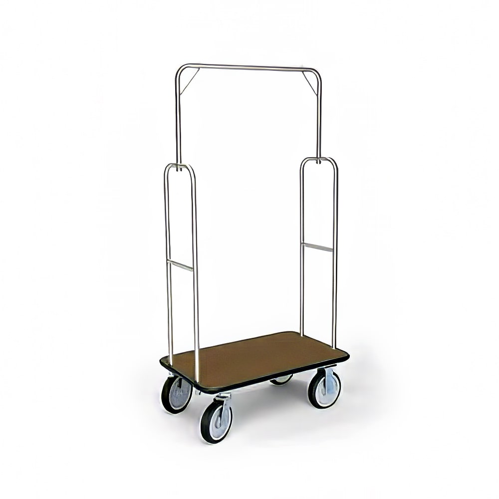 Forbes Industries Economy Luggage Cart w/ Carpeted Deck - 37"L x 21"W x 70 1/2"H, Brushed Steel (2496)