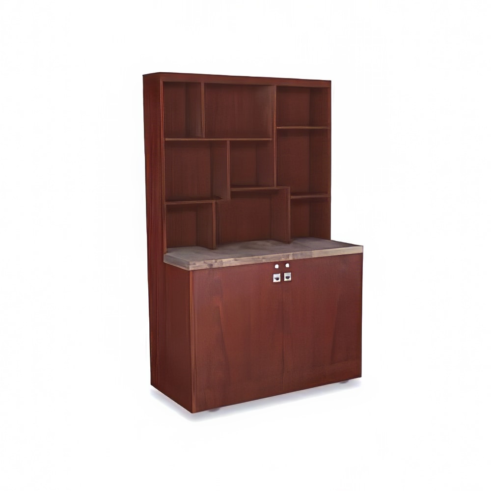 Forbes Industries Mobile Back Bar w/ Himalayan Slate Countertop - 48"L x 24"W x 78"H, Mahogany Laminate (4437)