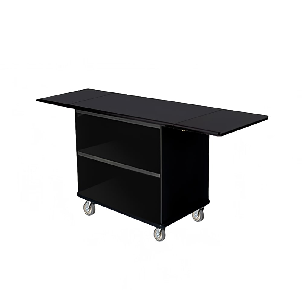 Forbes Industries Coffee/Beverage Cart w/ (2) Shelves & (2) Drop Leaves - Laminate, Black (4792-EN)