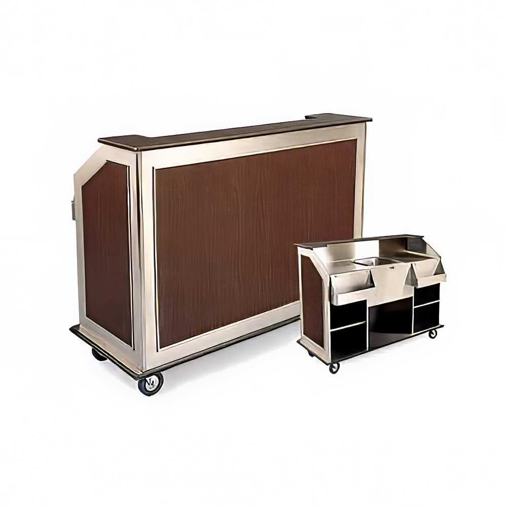 Forbes Industries Mobile Bar w/ (1) Sink & (2) Speed Rails - 63 1/2"L x 27"W x 48"H, Stainless Steel (4865-5)
