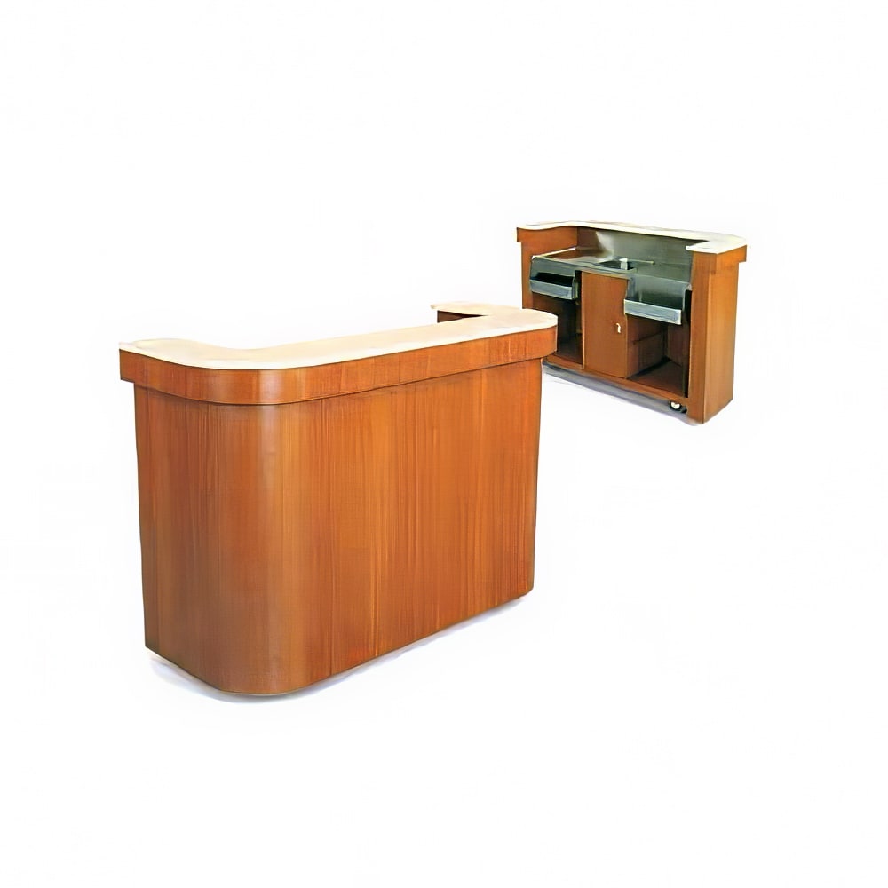 Forbes Industries Mobile Bar w/ (2) Sinks, (2) Speed Rails, & (6) Glass Racks - 96"L x 28"W x 48"H, Laminate (4876-8)