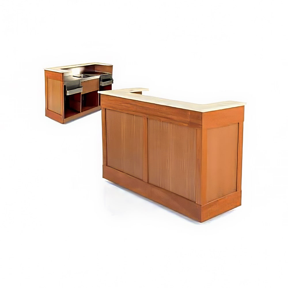 Forbes Industries Mobile Bar w/ (1) Sink, (2) Speed Rails, & (6) Glass Racks - 74 1/2"L x 28 1/2"W x 48"H, Wood (4879-6)