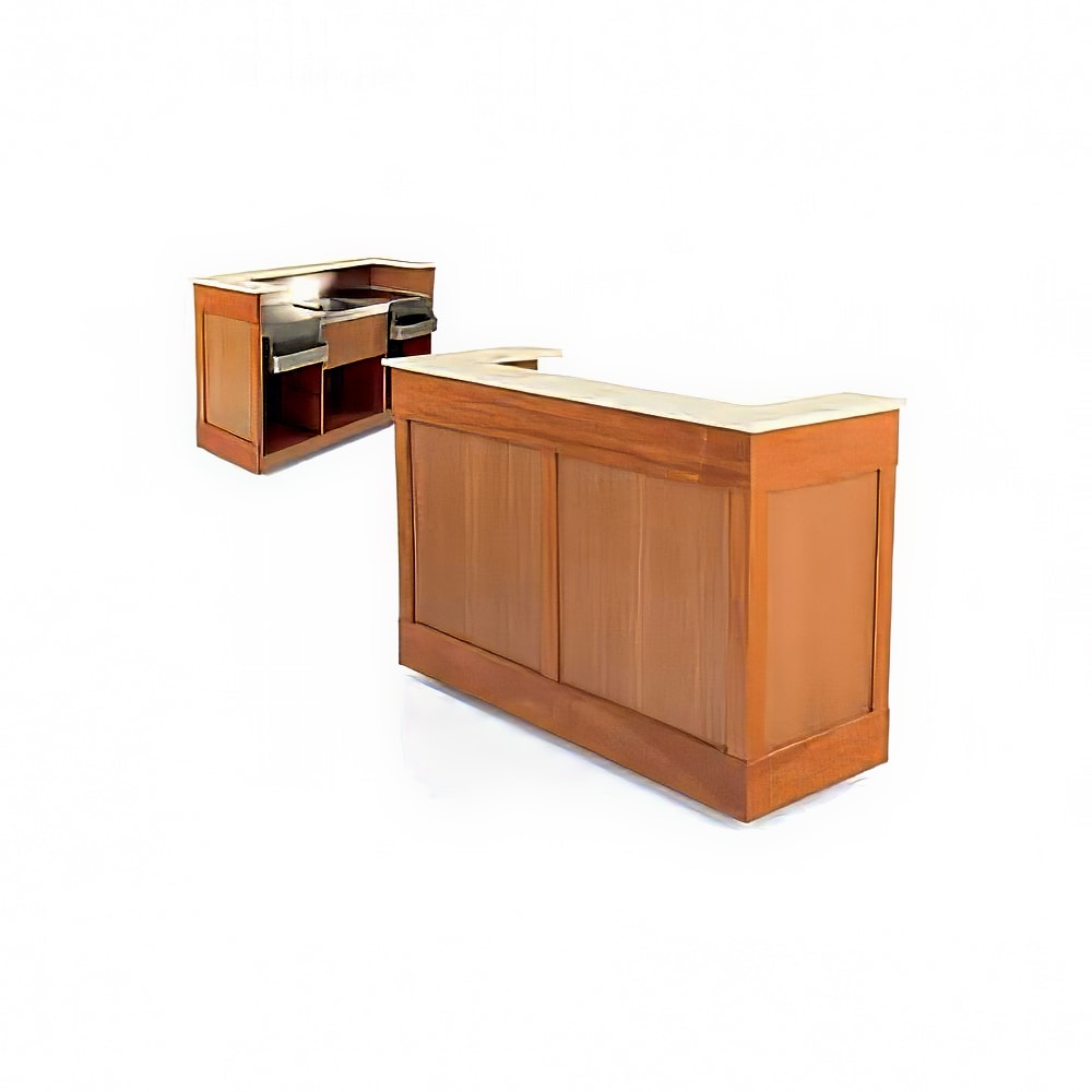 Forbes Industries Mobile Bar w/ (2) Sinks, (2) Speed Rails, & (6) Glass Racks - 96"L x 28 1/2"W x 48"H, Wood (4879-8)