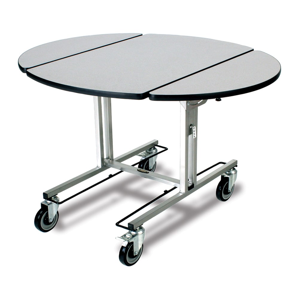 Forbes Industries Oval Room Service Table w/ (2) Tri Fold Drop Leaves - 36"L x 43 1/2"W, Laminate/Stainless Steel (4960)
