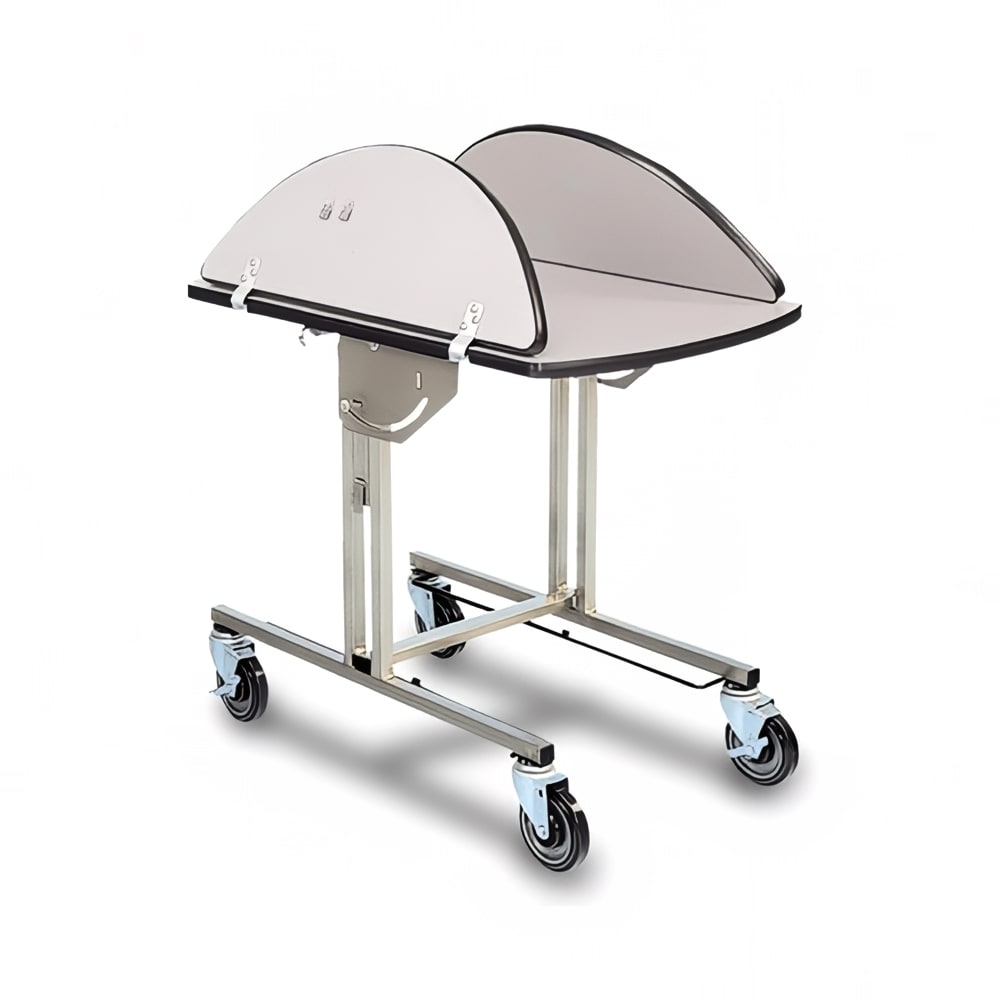 Forbes Industries Oval Room Service Table w/ (2) Tri Fold Drop Leaves - 36"L x 43 1/2"W, Laminate/Stainless Steel (4960-WDS)