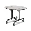 Forbes Industries Oval Room Service Table w/ (2) Bi Fold Drop Leaves - 36"L x 43"W, Stone Matrix Laminate/Black Steel (4969) thumbnail 2