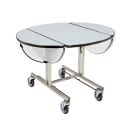 Forbes Industries Oval Room Service Table w/ (2) Bi Fold Drop Leaves - 36"L x 43"W, Stone Matrix Laminate/Black Steel (4969) thumbnail 4