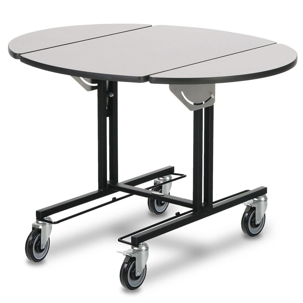 Forbes Industries Oval Room Service Table w/ (2) Bi Fold Drop Leaves - 36"L x 43"W, Laminate/Black Steel (4969-WDS)